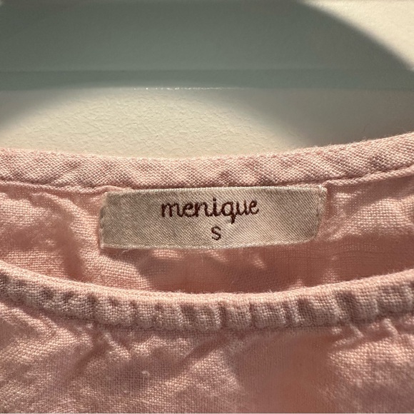Menique Emma Pink Short Sleeve Linen Top - Picture 2 of 6